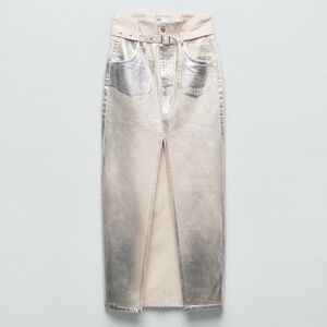 Zara Metallic ZW Midi Skirt